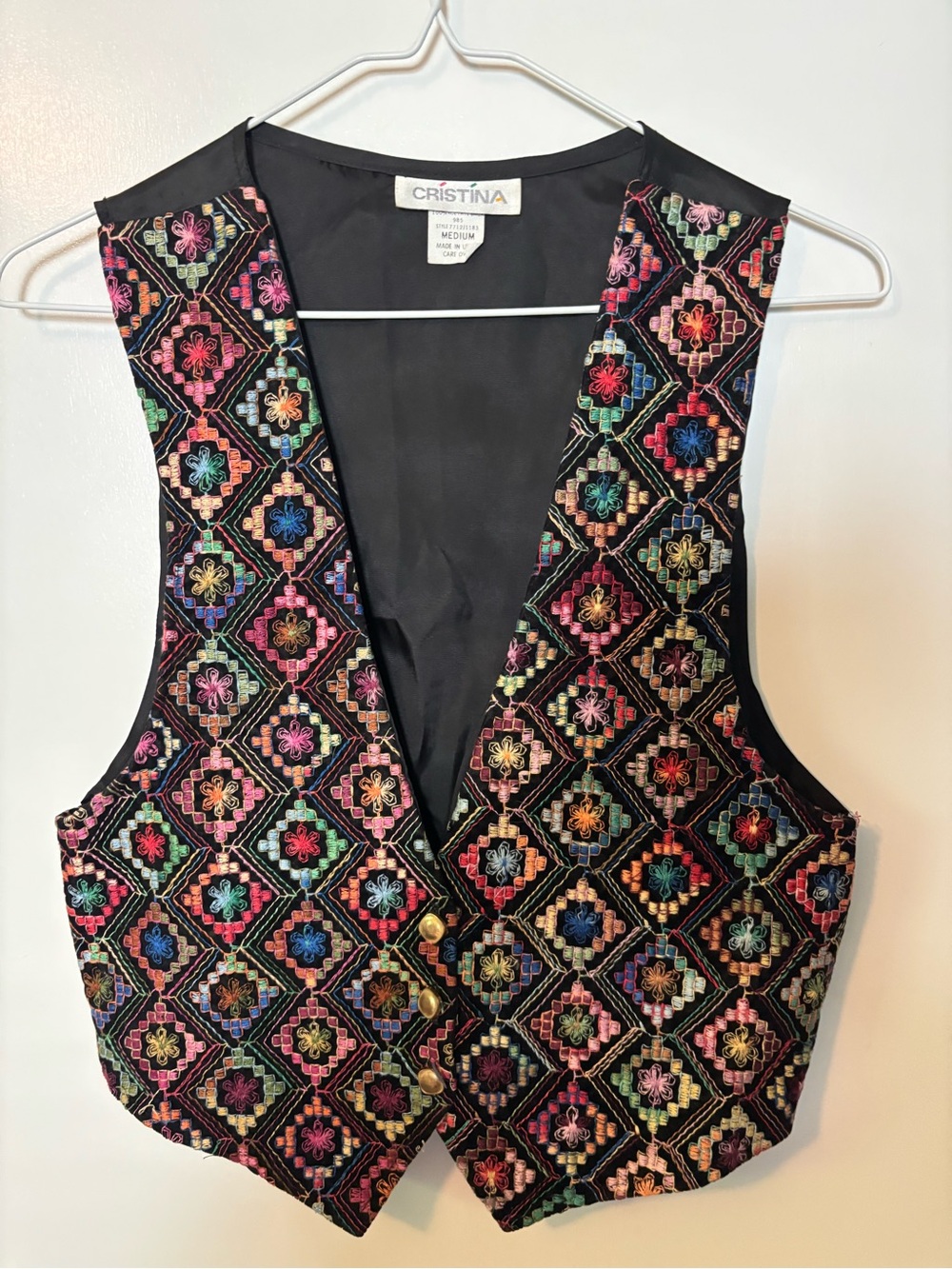 Vintage Quiet Luxury Feminine Embroidered Christina Vest Women’s Medium